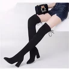 Moda tubo longo sobre o joelho botas elásticas de salto alto feminino outono inverno novo estilo estudante versão corean