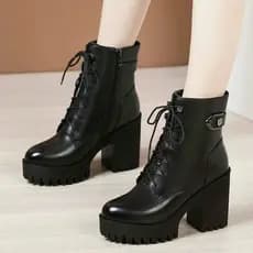 Estilo britânico botas Martin de salto grosso feminino outono inverno novo estilo ins versão coreana elegante moda meado