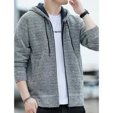 Jaqueta masculina outono inverno estilo rua Wear camisola com capuz roupas superiores forro de lã engrossado juventude C