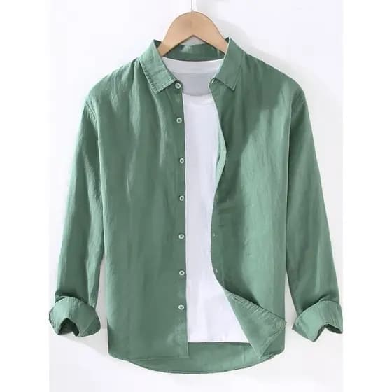 Camisa masculina de linho de manga comprida, camisa japonesa Casual solta de algodão e linho, camisa de verão para uso e