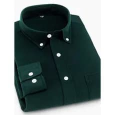 Primavera outono camisa de manga comprida masculina veludo negócios camisa Casual de meia-idade cor sólida bolso botão c