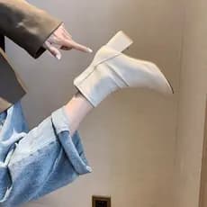 2026 primavera outono novo estilo dedo do pé quadrado estilo britânico Martin botas All-Match botas curtas volta zíper s