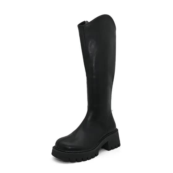 Dadong cavaleiro botas femininas inverno novo estilo moda Casual salto alto salto grosso dedo do pé redondo confortável