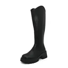 Dadong cavaleiro botas femininas inverno novo estilo moda Casual salto alto salto grosso dedo do pé redondo confortável