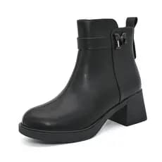 Dadong moda botas femininas inverno novo estilo moda Casual salto alto salto grosso dedo do pé redondo confortável forro