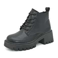 Dadong Martin botas femininas inverno novo estilo estilo britânico moda salto alto salto grosso dedo do pé redondo renda