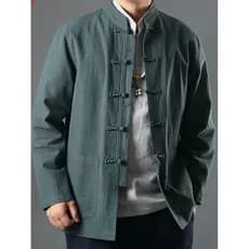 Primavera algodão linho tang terno de meia-idade idosos tang terno camisa de linho de manga comprida estilo chinês taman