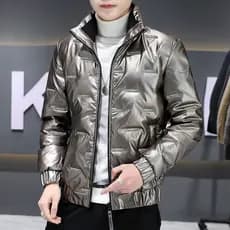 Jaqueta masculina brilhante outono inverno 2024 novo estilo forro de lã engrossado quente topo Street Wear jaqueta mascu
