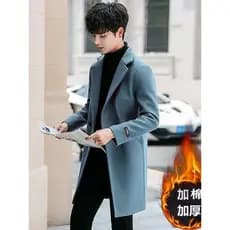 2024 novo estilo inverno casaco de lã masculino blusão de comprimento médio versão coreana mais algodão grosso casaco de