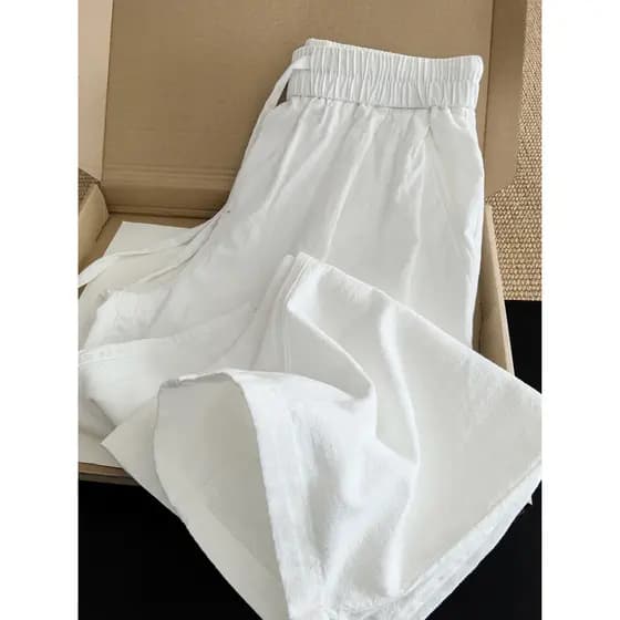 Calças de linho de algodão branco calças de linho dos homens verão puro algodão calças casuais soltas calças retas prima
