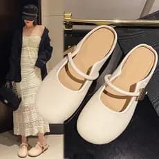 Chinelos Baotou de sola macia para uso externo 2026 primavera novos sapatos confortáveis All-Match sapatos femininos de