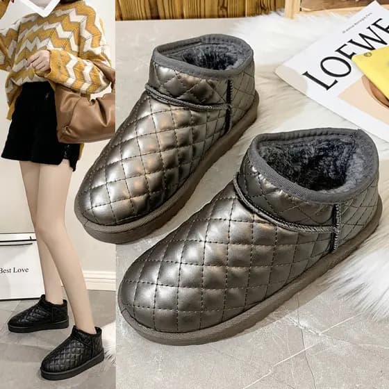 Botas curtas de lã de lã botas de neve femininas 2025 outono inverno novo estilo sapatos femininos elegantes e confortáv