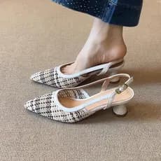 All-Match estilo tecido apontou Toe volta cinta sandálias de salto baixo 2026 verão novo estilo sapatos sola macia Commu