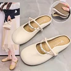 Sola macia exterior Wear Baotou meia chinelos feminino 2026 primavera verão novo estilo sapatos femininos moda confortáv