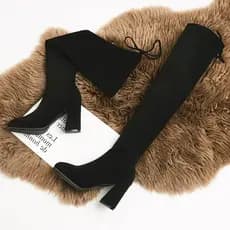 2026 novo estilo botas altas de salto grosso botas femininas sobre o joelho botas de salto alto botas finas botas elásti