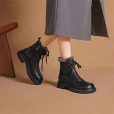 W inverno estilo britânico Martin botas rendas botas curtas femininas novas botas femininas de sola grossa botas de neve