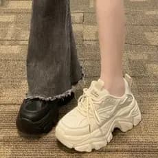 Zhao Lusi mesmo estilo tênis de malha aumentada outono inverno pode usar sapatos de pai feminino ins sapatos brancos cas
