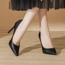 Dedo do pé apontado Stiletto bombas de salto alto outono 2026 novo estilo único sapatos elegante mulher couro macio salt