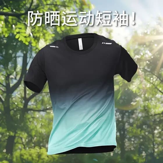 Camiseta esportiva masculina de secagem rápida de manga curta protetor solar seda gelo verão fino Fitness correndo topo