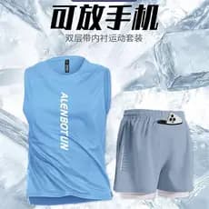 Colete esportivo terno masculino verão de secagem rápida gelo seda maratona Shorts pista campo ciclismo correndo treinam