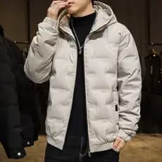 Street Wear Down jaqueta masculina curto inverno com capuz na moda bonito versão coreana topo juventude jaqueta bege