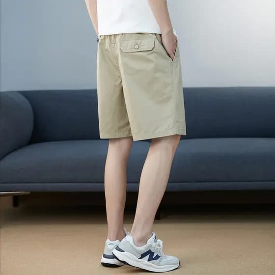 H HEGR novo estilo moda nicho masculino verão casual calças de cinco pontos bolso zíper casual em linha reta casa ao ar