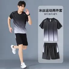 Terno esportivo masculino roupas de secagem rápida camiseta de seda gelo Shorts de manga curta correndo verão treinament