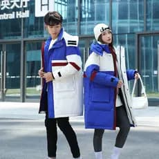 Inverno novo estilo pato branco para baixo jaqueta masculina de comprimento médio estilo geral moda casal jaqueta com ca