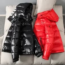 Cross-Border para baixo acolchoado jaqueta masculina curto novo estilo na moda superfície brilhante sem enxágue bonito n