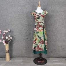 Flor cor boêmio vestido Casual tamanho pequeno passeio diário férias viagem mais magro olhar vestido à beira-mar vestido