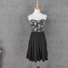 Requintado bordado pequeno vestido preto vestido curto Casual simples mais magro olhar All-Match vestido saia curta beir