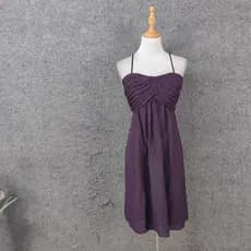 WTOO vestido curto roxo Casual simples diário mais magro olhar Plus Size vestido saia curta beira-mar vestido de praia v