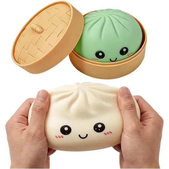 Squishy De Coque De Pectina De Rosto Fofo | Steamer Dumpling Stress Relief Squeeze Fidget Toy