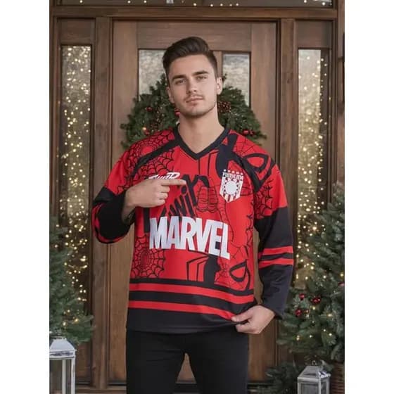 Linda moda rua Casual masculino feminino homem aranha solto com decote em V leve de secagem rápida respirável de uma peç