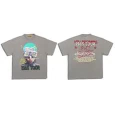 Linda marca de moda de rua civilizada masculina feminina Casual leve elástico grande impressão solta camiseta de manga c