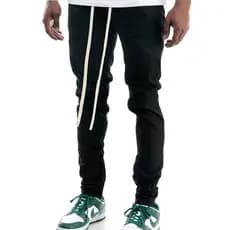 Bonito na moda americano rua alta skate PACSUN tecido de algodão puro masculino elástico tridimensional listrado calças