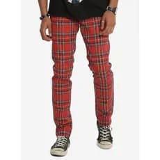 Bonito na moda americano rua alta skate PACSUN masculino fino ajuste puro algodão verificado pés pequenos calças casuais