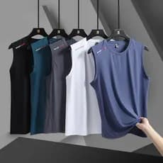 Verão colete de seda gelo Shorts masculinos terno colete de secagem rápida solto tamanho grande camiseta esportes calças