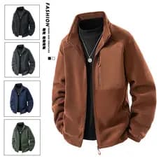 Outono inverno novo estilo masculino pai gola espessada jaqueta de lã ao ar livre jaqueta quente Casual velo topo