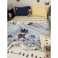 Crayon Shin-Chan Puff Algodão Colcha de verão Conjunto de quatro peças Colcha de ar condicionado dupla única lavável à m