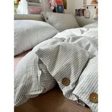Moderno simples ins listrado botão colcha capa de quatro peças conjunto folha estilo minimalista cama de solteiro conjun