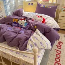 Bonito Hello Kitty KT toalha bordada capa de edredão conjunto de quatro peças classe A estilo princesa lençol estilo dor