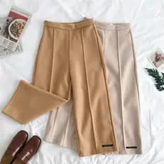 Duplo doze Qing molordda café cor nicho estilo Retro lã calças de perna larga cintura alta calças casuais de lã calças a