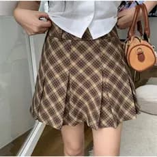 MOLORDA Retro Estilo Preppy Estilo Japonês 2023 Novo Estilo Doce Primavera Verão jk Saia Curta Saia Xadrez Saia Plissada