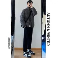Enloa jaqueta leve masculina inverno americano Casual gola alta pato branco jaqueta quente à prova de vento algodão acol