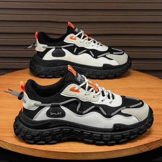 Sapatos masculinos de sola de pneu outono 2025 novo estilo na moda All-Match esportes correndo Casual de sola grossa aum
