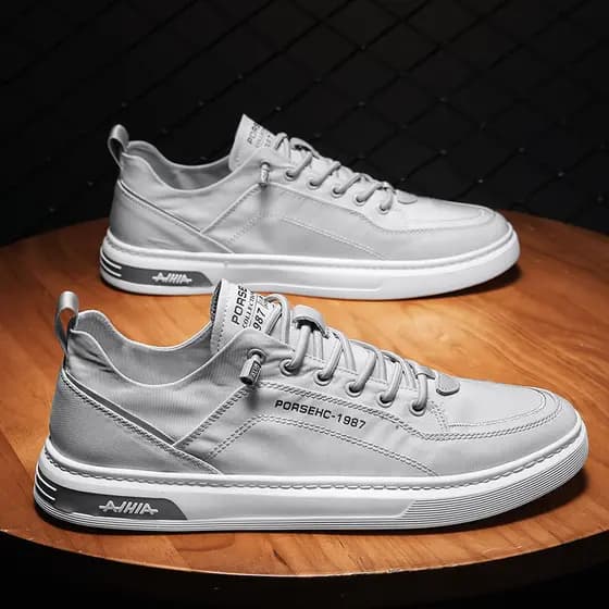 Sapatos masculinos de lona verão respirável estilo fino seda gelo preguiçoso deslizamento em tênis sapatos de pano traba