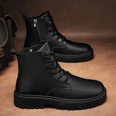 2025 novo estilo outono zíper lateral preto Martin botas masculinas estilo britânico botas de couro da motocicleta macac