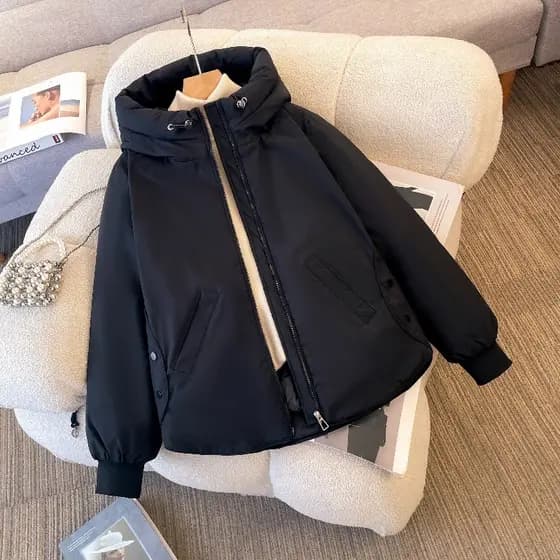 Preto para baixo acolchoado jaqueta feminina inverno 2025 novo estilo Super bonito acolchoado jaqueta engrossado quente