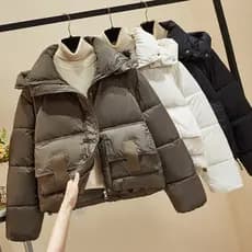 Jaqueta acolchoada feminina inverno novo estilo 2025 na moda grosso acolchoado jaqueta acolchoada pequena curta Super bo